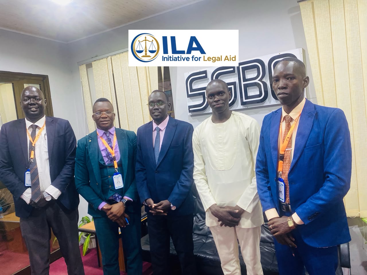Advocate Emmanuel Sumagule Benaih Swaka, ILA Executive Director, with the ILA delegation at the South Sudan Broadcasting Corporation (SSBC).