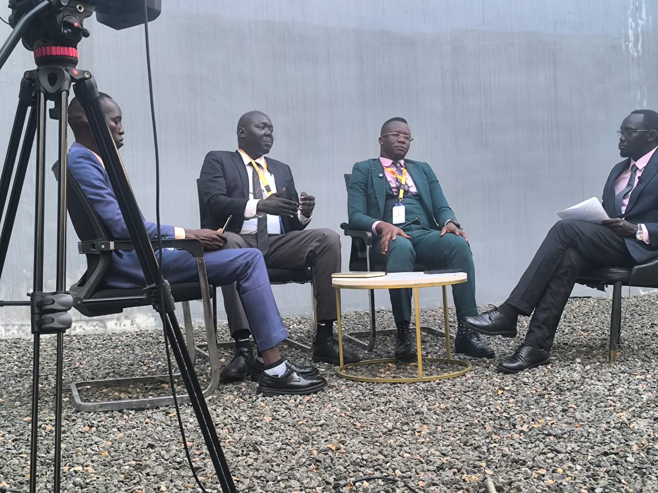 Advocate Emmanuel Sumagule Benaih Swaka, ILA Executive Director, and other participants during the recorded SSBC Peace Forum discussion.